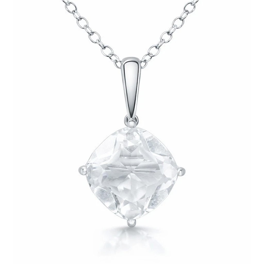 Genuine 3.48 Cts White Sapphire Pendant 14k White Gold